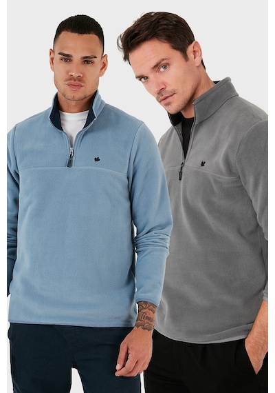 Buratti Slim Fit Anti-Pilling Tüylenme Yapmayan Bato Yaka Şardonlu 2'Li Paket Erkek Polar 5906001S2 Gri-Açık Mavi Buratti Slim Fit Anti-Pilling Tüylenme Yapmayan Bato Yaka Şardonlu 2'Li Paket Erkek Polar 5906001S2 Gri-Açık Mavi