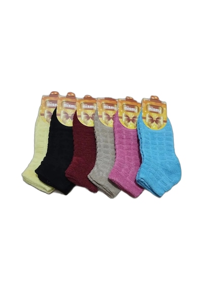 Efemicgiyimstore Bayan Çok Renkli Ters Havlu Kışlık Patik Çorap 12'li Paket