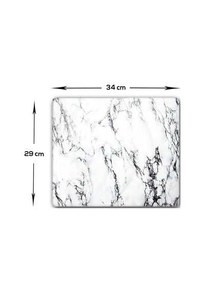 Decorita Beyaz Mermer Görünümlü Cam Kesme Tablası 29 x 34 CM
