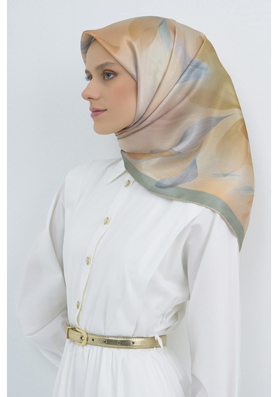 Armine Saf İpek Sura Eşarp-2026 İlkbahar-yaz- 951900d Yeşil-gri