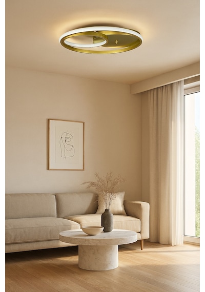 Okka Eskitme Renk Modern Tasarım Yemek Masası Üstü - Mutfak - Salon Beyaz Led 2 Li Avize Eskitme