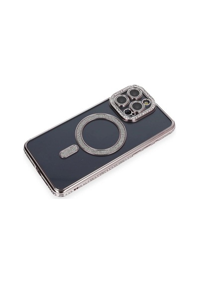 Apple İphone 14 Pro Kılıf Joke Simli Magneticsafe Kılıf - Gri Çok Renkli