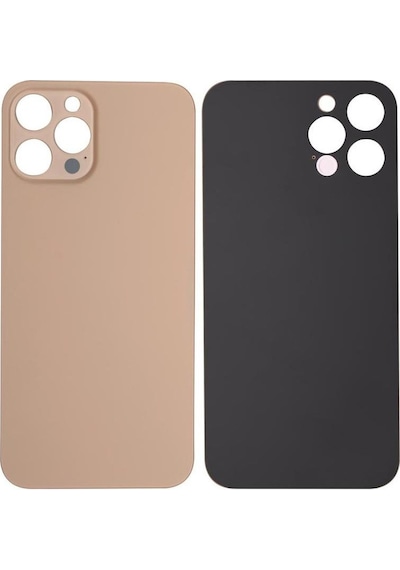 Apple Uyumlu iPhone 12 Pro Max Logolu Arka Pil Batarya Kapağı - Lens Hariç Gold