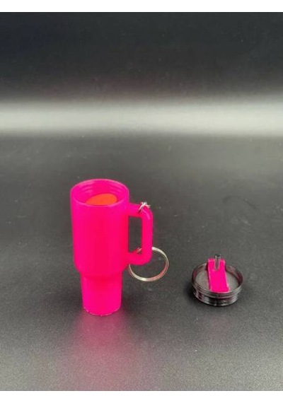 Lipstick Ruj Saklayıcı Termos Model - Anahtarlık Pembe