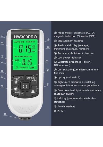 Hw-300pro Otomatik Boya Kalınlığı Ölçer
