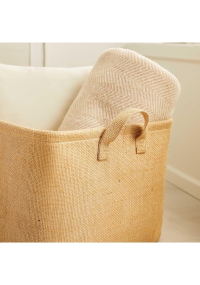Ocean Home Textile Çizgili Jüt Sepet 42 X 31 X 25 Cm Genel