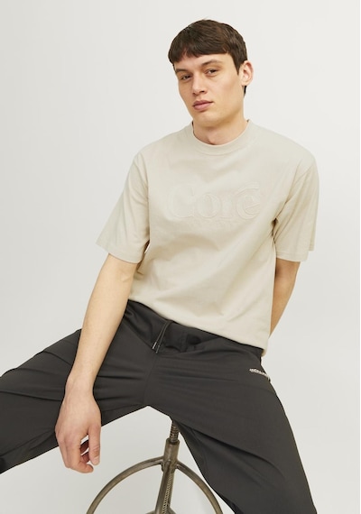 Jack & Jones Erkek Logo Baskili Bisiklet Yaka Tisört - Austin 12256401 Moonbeam Yeşil