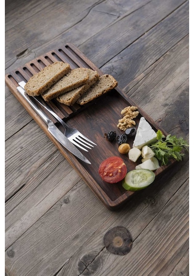 Ceviz Ağacı Sunumluk & Servis Tahtası Tek Parça Doğal Ahşap 20x35 Cm 1 Adet