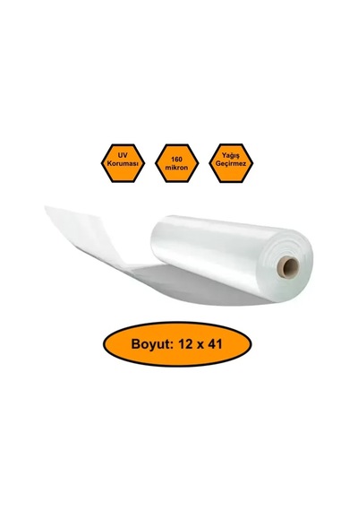 160 Micron Naylon Örtü, Şeffaf Su Geçirmez Naylon, 12x41 Metre