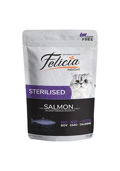 Felicia Somonlu Tahılsız Kısırlaştırılmış Pouch Konserve Yetişkin Kedi Maması 85 G