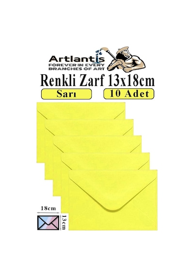 Sarı Zarf 13x18 Cm 10 Adet Sarı Mektup Zarfı Davetiye Zarfı Kartpostal Çekiliş Hediye Zarfı