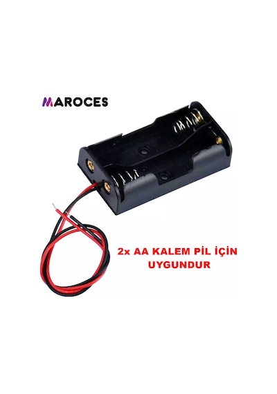 2'Li Aa Kalem Pil Kutusu Yuvası 3V Kablolu Kalem Pil Tutucu 5 Adet