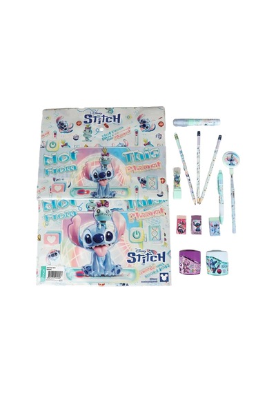 Disney Lisanslı Stitch 15 Parça Full Kırtasiye Seti, Çıtçıt Dosya, Silgili Kurşun Kalem, Roket Silgi
