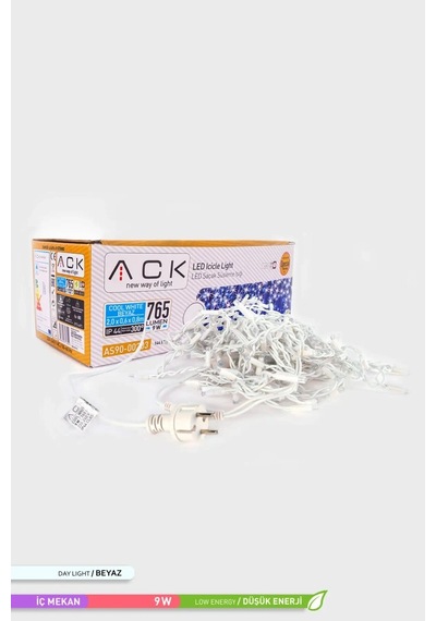 ACK Seri LED Süsleme Saçak 6500K Beyaz Işık 220V 2m Beyaz