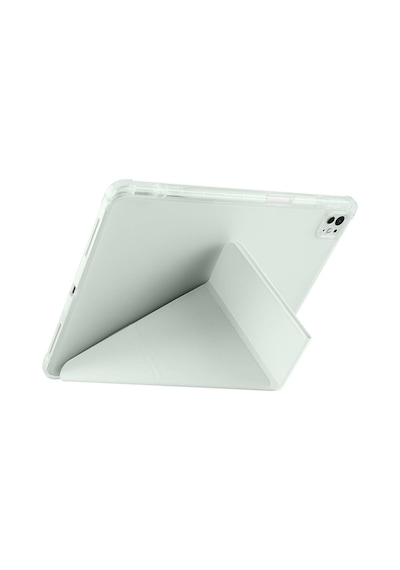 Apple Uyumlu iPad, Pro 13 2025 M5 Kılıf Mkst Tri Folding Kalem Bölmeli Standlı Kılıf - Açık Yeşil Tablet Kılıfı