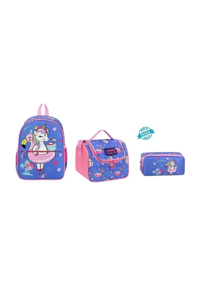 Unicorn Anaokul Çantası, Beslenme Çantası Ve Kalem Çantası, Lila-pembe Çok Renkli