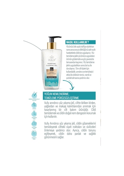 Vully 24K Altın Parçacıklı Gözenek Sıkılaştırıcı Yüz Temizleme Jeli 200 ML