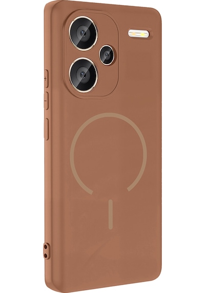 Xiaomi Redmi Note 13 Pro Plus 5g Kılıf M-safe Şarj Özellikli Zore Meta Kapak Titanyum-Gri