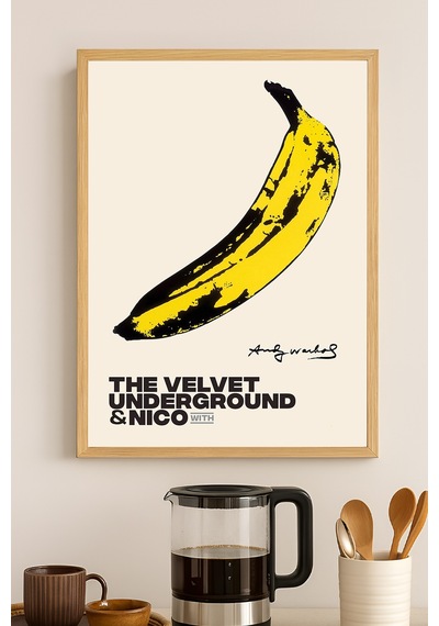 Banana Ahşap Çerçeveli Poster, Dekoratif Sanatsal Duvar Tablosu