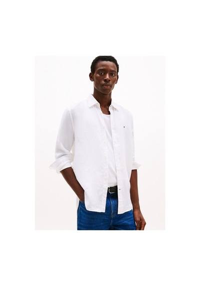 Tommy Hilfiger Pıgment Dyed Lı Solıd Rf Shırt Erkek Beyaz Gömlek - Mw0mw34602