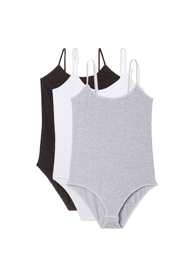 Tutku 3 Adet İp Askılı Kadın Çıtçıtlı Body Siyah Beyaz Gri