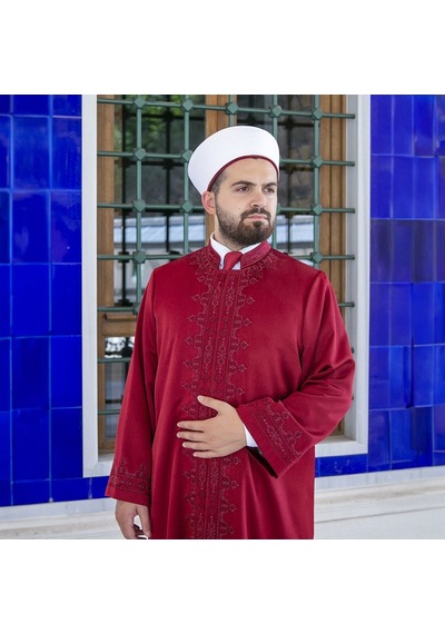Lüks Taberi İmam Cübbe Bordo Çok Renkli