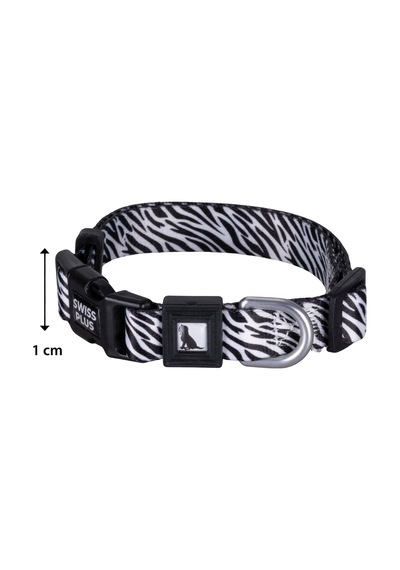 Swissplus Urban Paws Zebra Noir Recycled Köpek Tasması - 10 Mm Beyaz - Siyah
