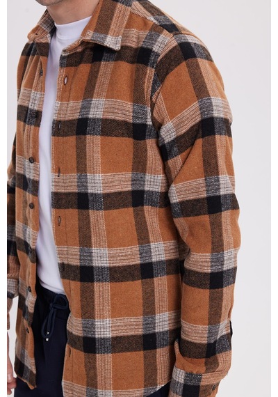 Tudors Erkek Slim Fit Dar Kesim Kareli Kışlık Oduncu Gömlek-42099 Çok Renkli
