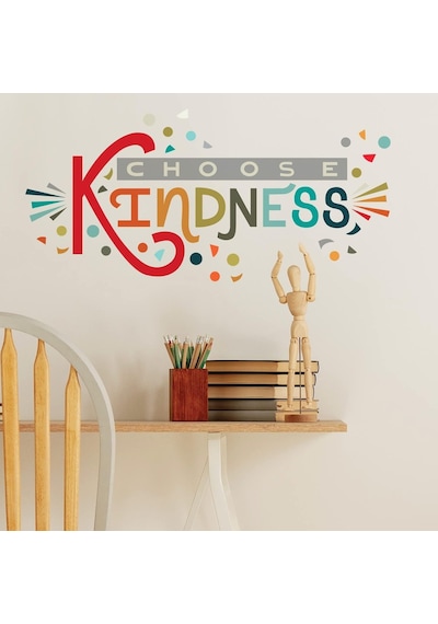 Rmk5329gm Rainbow Choose Kindness Giant Peel And Stick Duvar Çıkartmaları, Kırmızı, Turuncu, Camgöbeği Çok Renkli