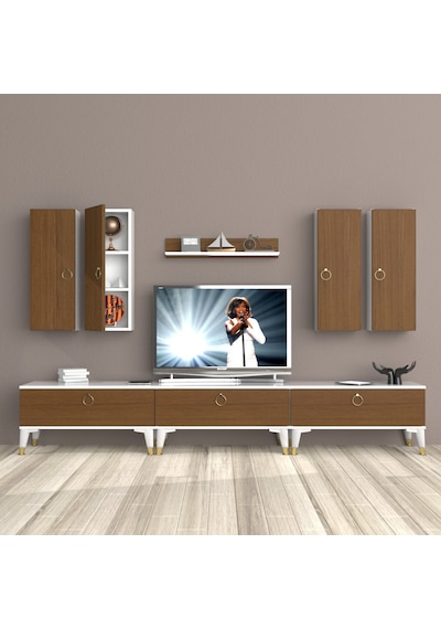 Decoraktiv Eko 8d Mdf Gold Tv Ünitesi Tv Sehpası Beyaz - Ceviz