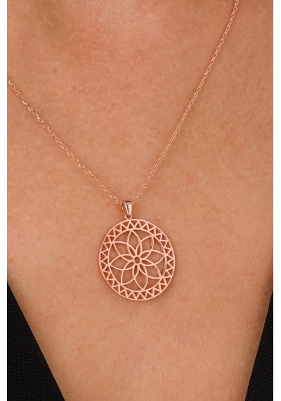 Saenasilver Rose Lotus Çiçeği Gümüş Kolye