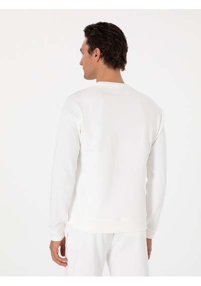 Ekru Comfort Fit Bisiklet Yaka Sweatshirt Bej