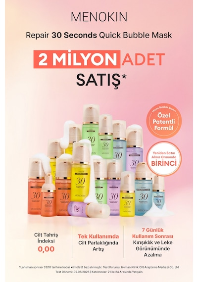 Aydınlık&sıkı Görünüm Sunan Kolajen İçerikli Köpük Maske Menokın 30 Seconds Quick Bubble Mask Lift