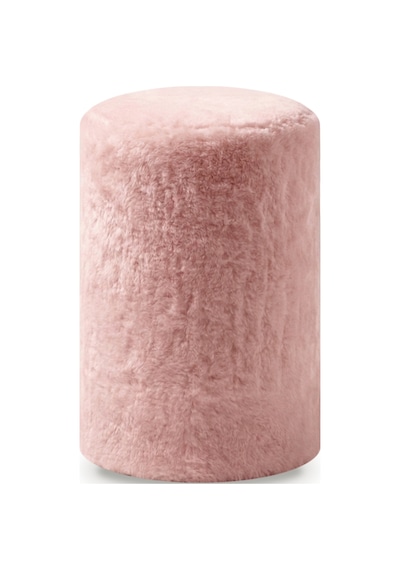 Peluş Puf Ø33x44 Cm Silindir Tabure Makyaj Masası Pufu Kürk Görünümlü Pembe