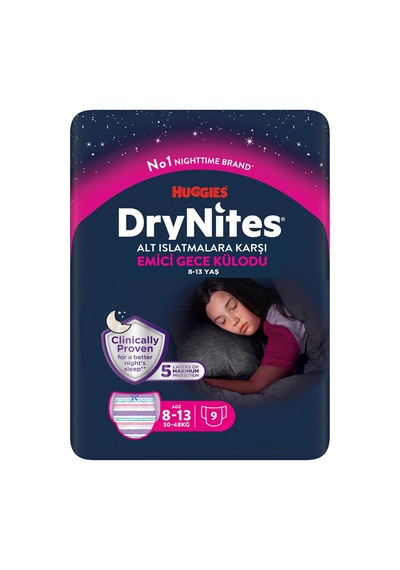 Huggies Drynites Gece Külodu Kız 8-13 Yaş 9'lu - 7 Adet Tarı 8 - 13 Yaş