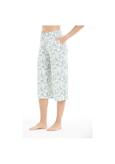 Lılac Kadın %100 Viskon Çiçek Desenli Pijama Altı Capri Mint Mint
