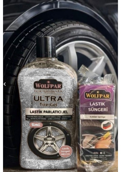 Lastik Parlatıcı Jel Gümüş Renk Simli 500 Ml + Lastik Süngeri li Parlaklık Koruma
