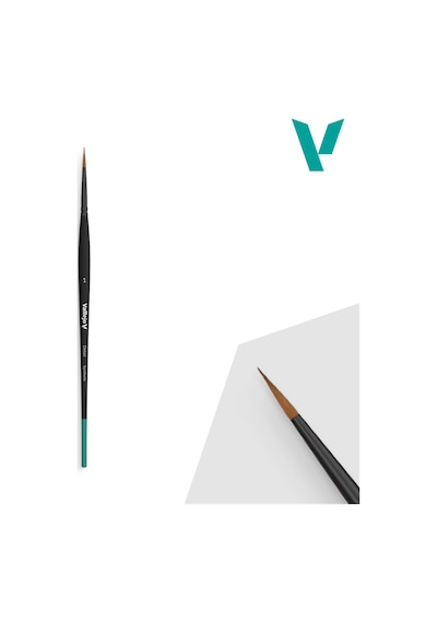 Vallejo B02001 No 1 Yuvarlak Uclu, Sentetik Kıllı, Yassı Saplı, Detay Boya Fırçası