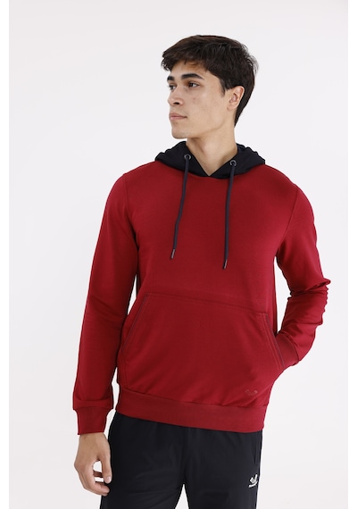 Rowinger Kanguru Cepli Ayarlanabilir Kordonlu Ribana Manşetli Rahat Kesim Kapüşonlu Sweatshirt Burgundy