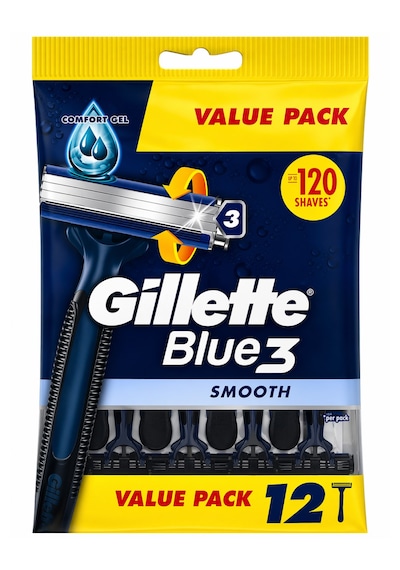 Gillette Blue3 Smooth Kullan At Tıraş Bıçağı 12 Adet, 3 Bıçaklı Erkek Tıraş Bıçağı