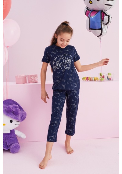 Siyah İnci Lisanslı %100 Pamuk Çok Renkli Bisklet Yaka Pijama Takım Hk005 Lacivert Siyah İnci Lisanslı %100 Pamuk Çok Renkli Bisklet Yaka Pijama Takım Hk005 Lacivert