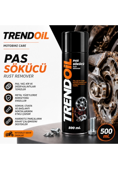 Trendoil Pas Sökücü Sprey 500 Ml Metal Yüzey Pas Ve Kir Temizleyici Sprey Güçlü Formül 30'lu Paket 30 Adet