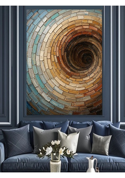 Derinleşen Taş Spiral Optik İllüzyon Dekoratif Kanvas - Mdf Ahşap Tablo
