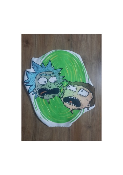 Ow Bag Rick And Morty Gecit Desenli Şekilli Tasarım Chibi Karakter Yastık Çok Renklı