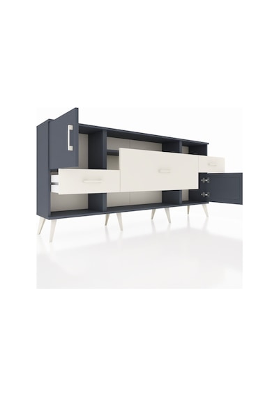 Arges Konsol 3 Raflı 3 Çekmeceli 2 Kapaklı 176x30x83 Antrasit-antrasit/aytaşı Antrasit/aytaşı