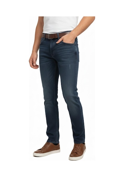 Erkek Silim Fit Jeans Tırnak Eskitme Model Pantolon 311 Bgl-st04975 Koyu Mavi
