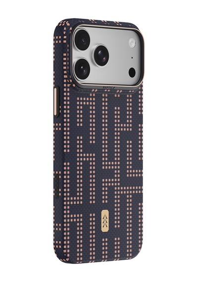 Apple iPhone 18 Pro Uyumlu Kılıf M-safe Şarj Özellikli Raptic Aramid Skin Serisi Karbon Kapak Lacivert