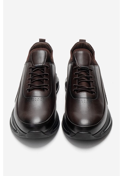 Dericlub Erkek Kalın Taban Comfort Sneaker Gerçek Deri Cr 2440 Kahverengi