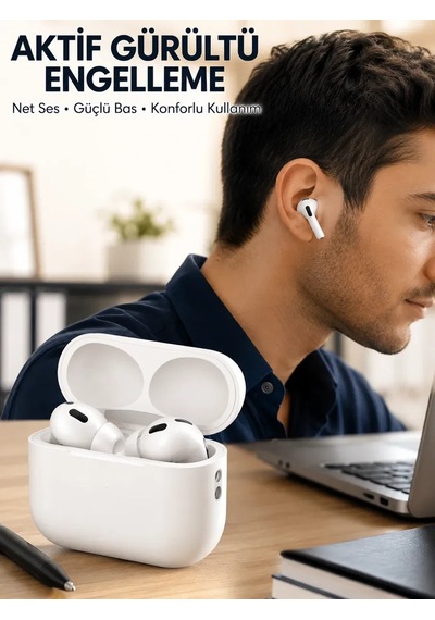 Aktif Gürültü Engelleyici Kablosuz Bluetooth Kulaklık Şarj Kutulu, Uzun Ömürlü Yeni Nesil Diğer