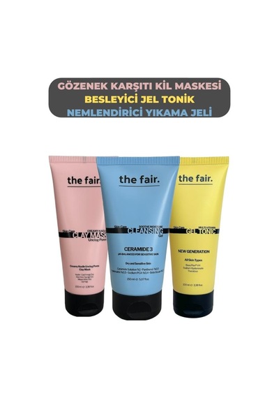 The Fair Ceramide 3 Yoğun Nemlendirici Yüz Yıkama Jeli 150 ML + Creamy Kaolin Kil Maskesi 100 ML + Multi Vitamin Jel Tonik 100 ML